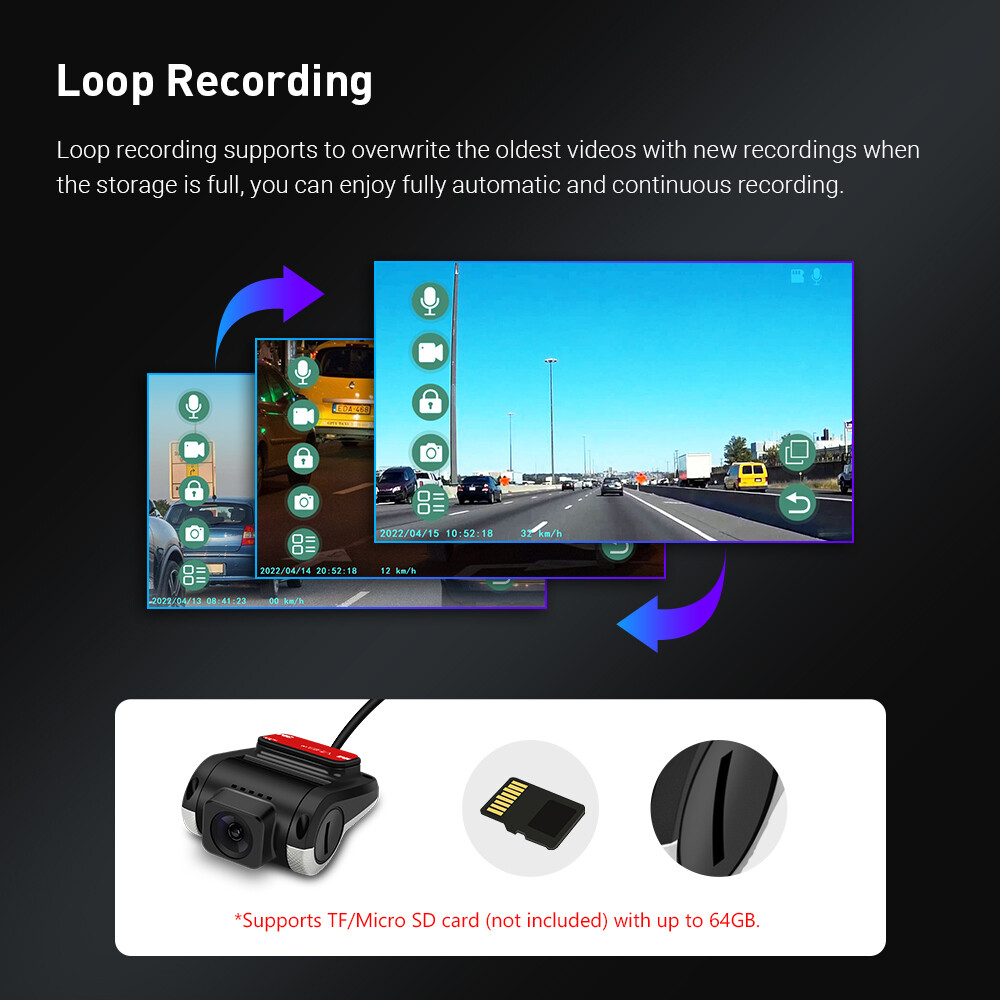 XTRONS HD Car DVR Camera Dash 140° Wide Angle Video Loop Recorder CAM USB