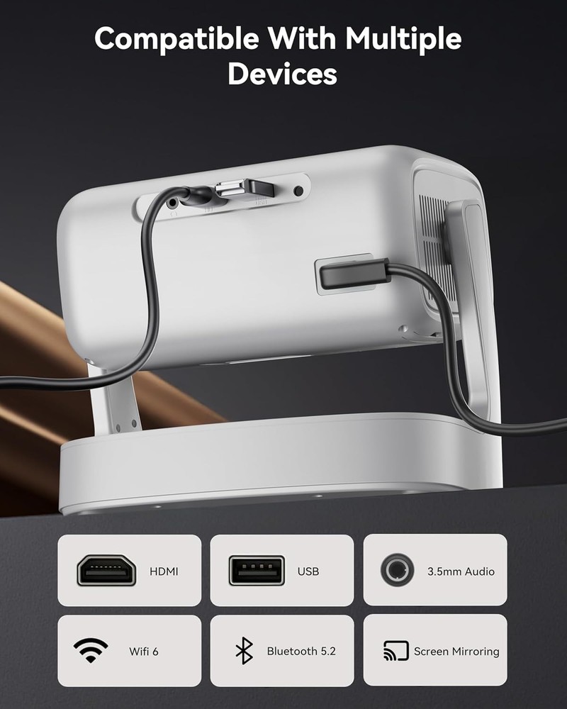 Smart Projector with WiFi and Bluetooth, Outdoor Projectors Bundle