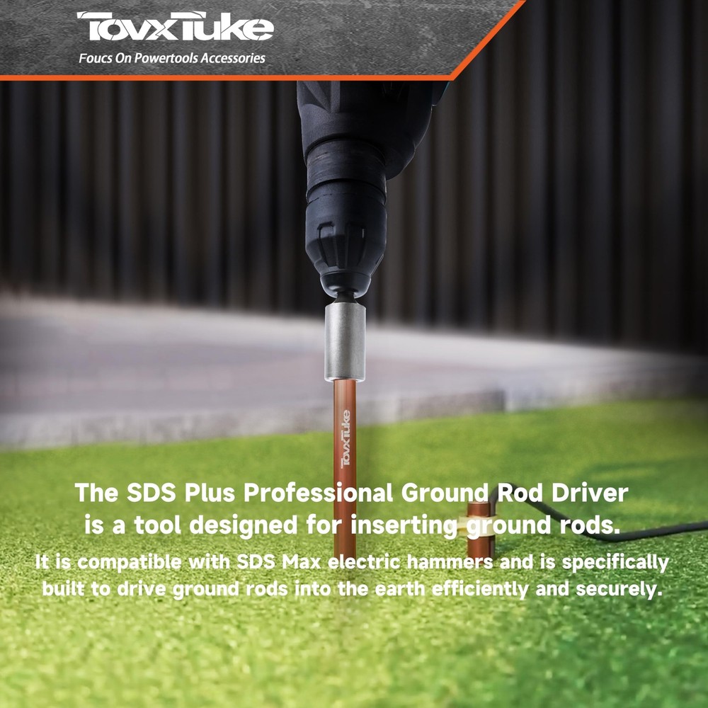 TovxTuke SDS-Plus Ground Rod Driver for 5/8” & 3/4” Rods Great for...