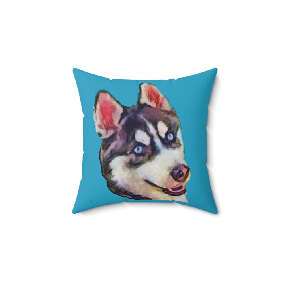 Siberian Husky 'Iditarod' Spun Polyester Throw Pillow