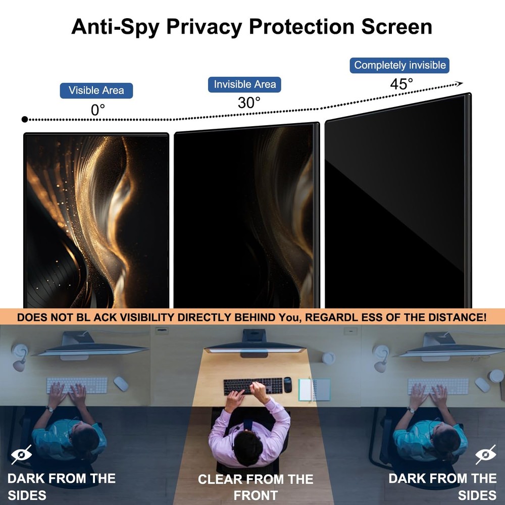 Hanging Computer Privacy Screen Protector Shield for 26/27 Inch Widescreen De...