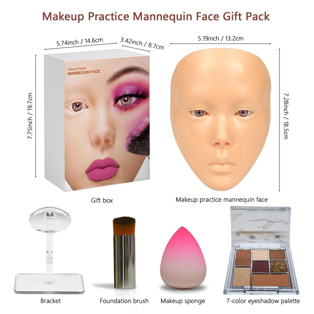 Makeup Practice Face, Makeup Mannequin Face with Makeup Practice Face Board, ...