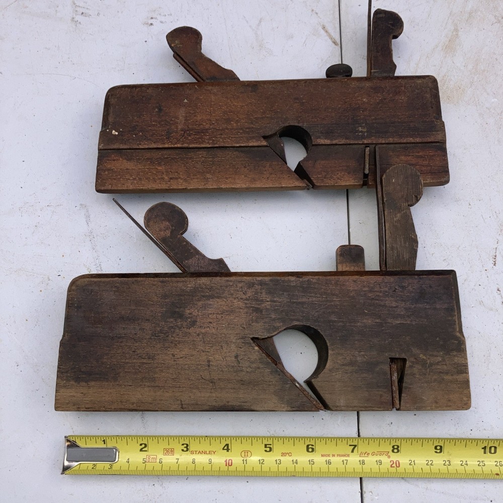 Wooden planes x 2 - both with 2 cutters