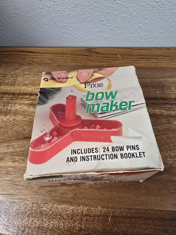Vintage 1985 Pixie Bow Maker Kit with Bow Pins LN in worn box