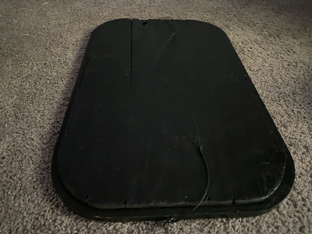 Vintage Painted Black Round Edge Rectangle Mirror