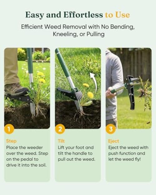 Stand Up Weed Puller Tool, Claw Garden Weed Removal Tool with Eject