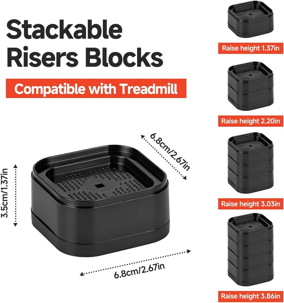 4-Pack Treadmill Incline Riser Blocks, Stackable Treadmill Riser Incline Blocks,