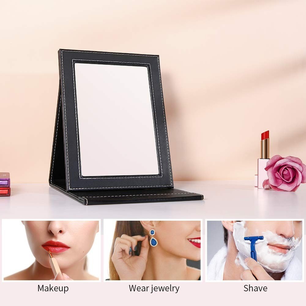 Compact Rectangular Travel Mirror with Cushioned Cover - Ideal Gift for All