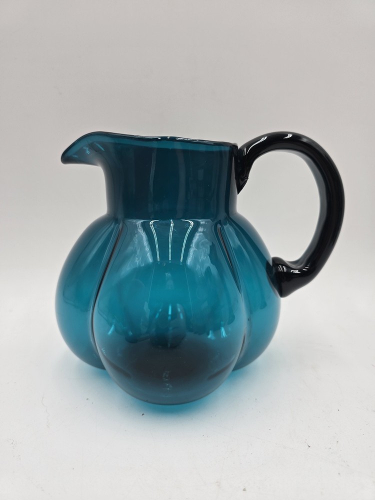 Hand Blown Small Blue Glass Pitcher