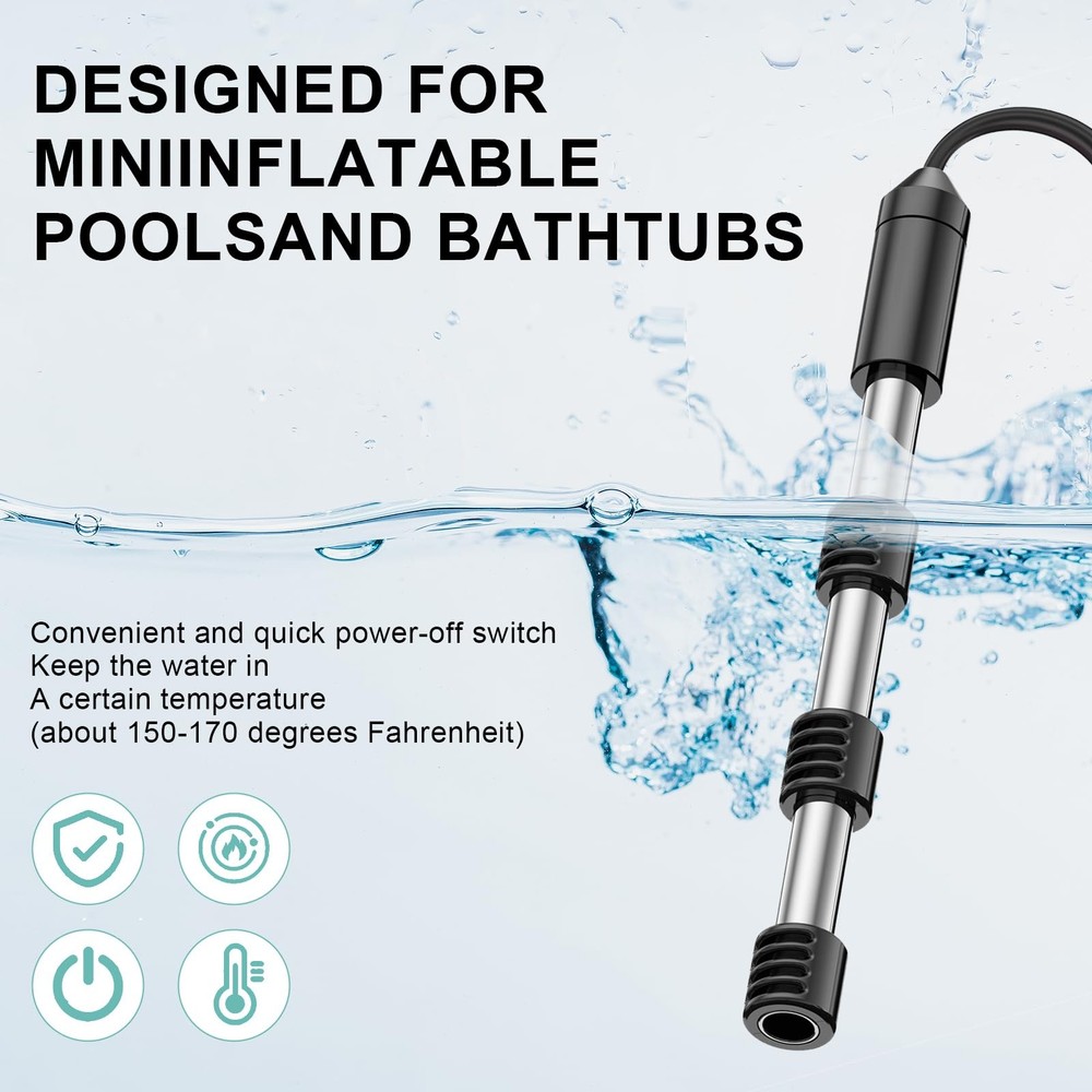 2000W Immersion Bucket Heater, Bathtub Heater, Heat 5 Gallons of Water in Min...