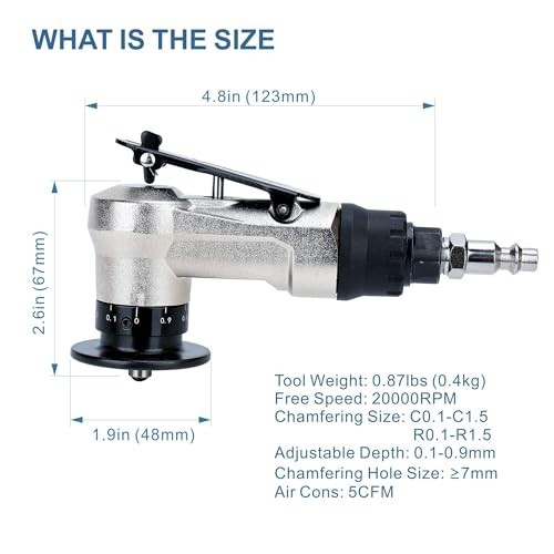 Pneumatic Chamfer Tool for Metal Deburring & Beveling, Mini Handheld Machine