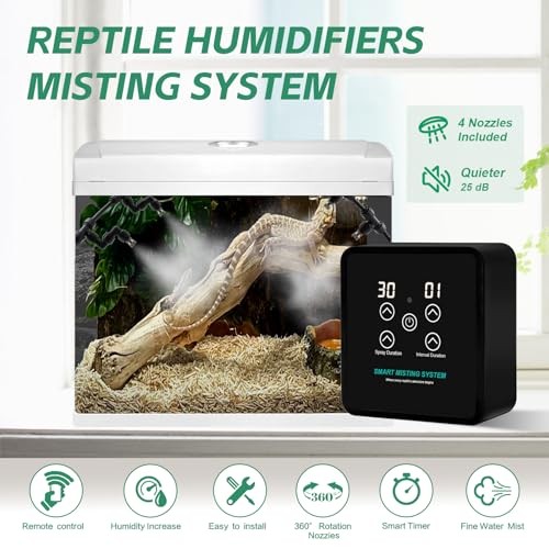 Automatic Reptile Mister Humidifier with Timer,Programmable Terrarium black
