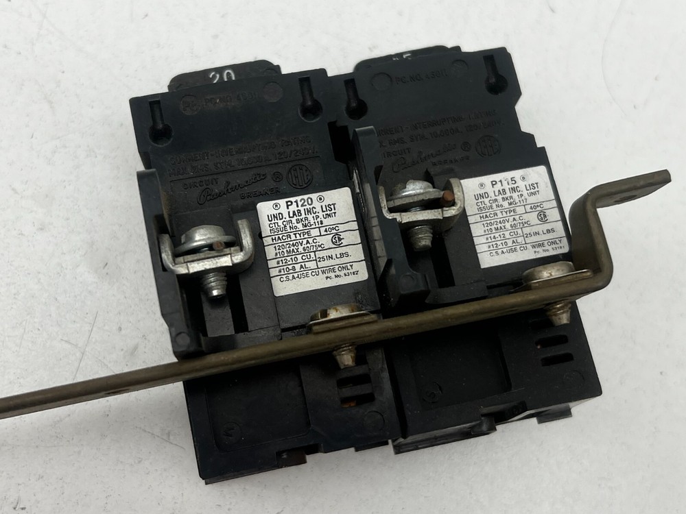 Bulldog Pushmatic Panel Long Copper Bus Bar with 15A and 20A Breakers