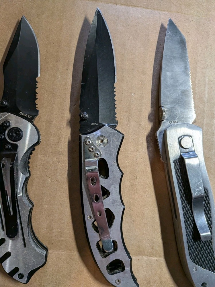 3 Smith & Wesson Ect. Folding Pocket Knives Lot Bundle EDC Knife Pre Owned