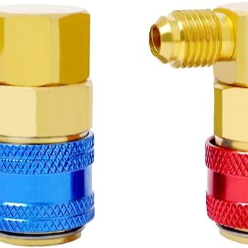 Angled High Low R134a AC Quick Coupler Adapter Fitting Freon 1/4"-L shape