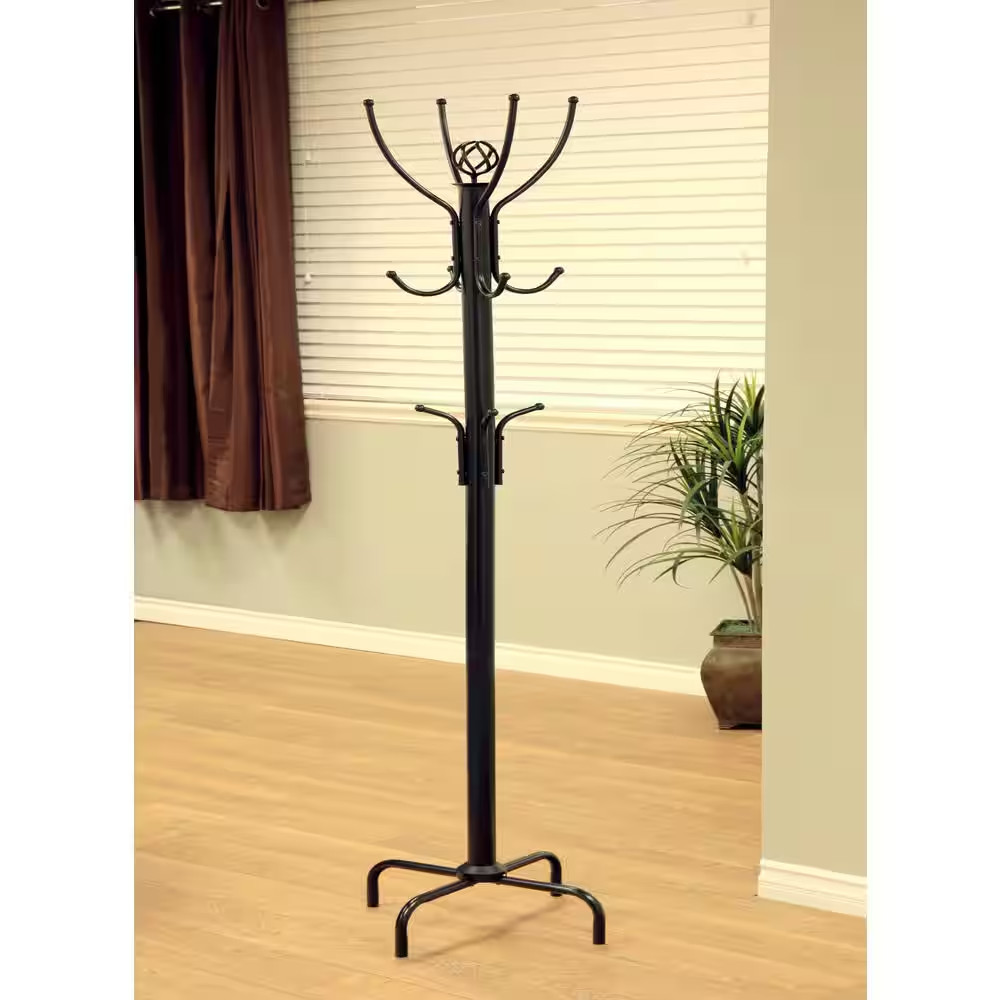 Black 8-Hook Coat Rack