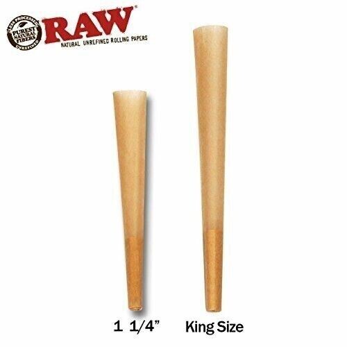 Authentic 100 Cones Raw King Size Unbleached pre rolled Cone CIGARETTE Papers