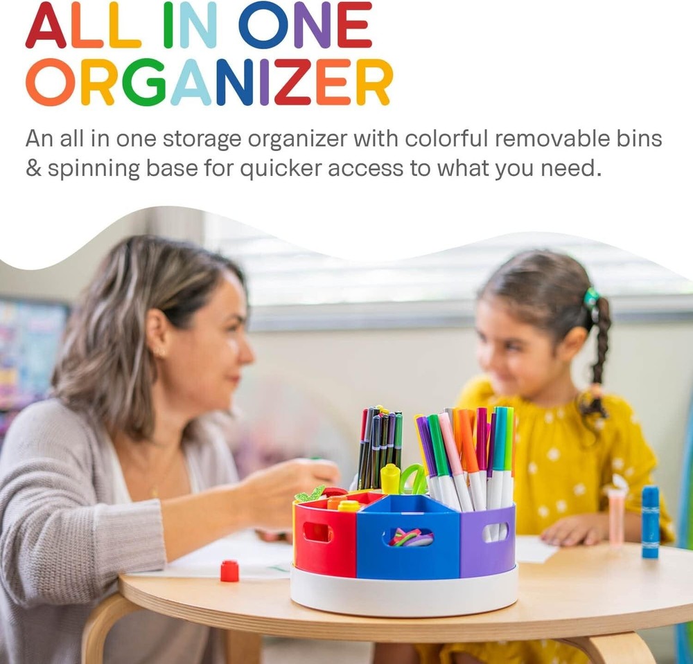 Compact Crayon Storage Caddy with Rotating Design - Perfect for Classroom Use