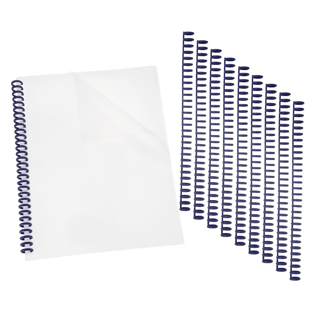 20Pcs Clear Presentation Binding Covers with 10Pcs 12mm Combs Kit, Dark Blue