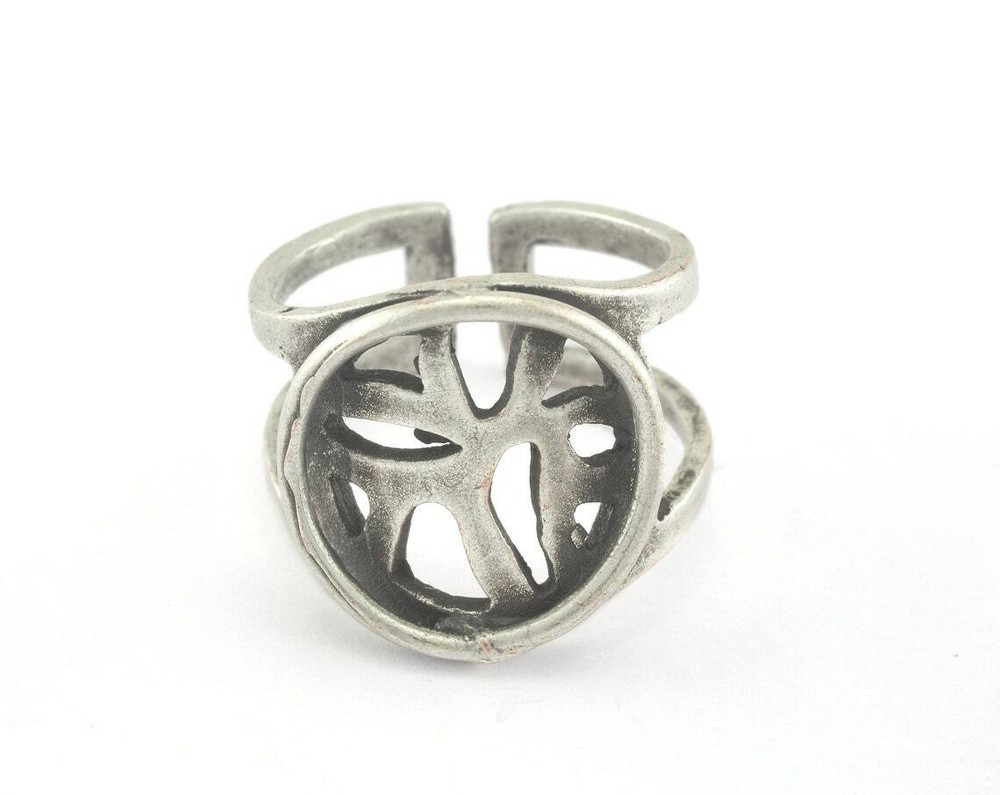 Adjustable Ring Antique Silver Plated brass (19mm 9US inner size) 2688 ring22