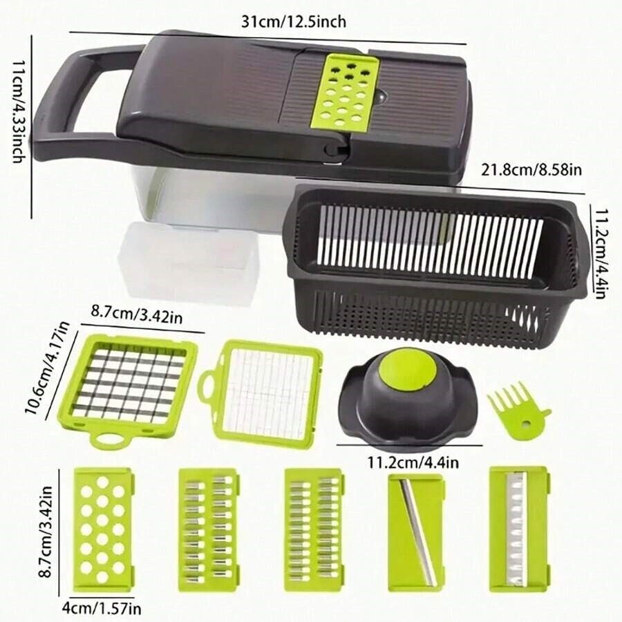 16 in 1 Vegetable Chopper & Spiralizer with Food Container Home & Kitchen Tools