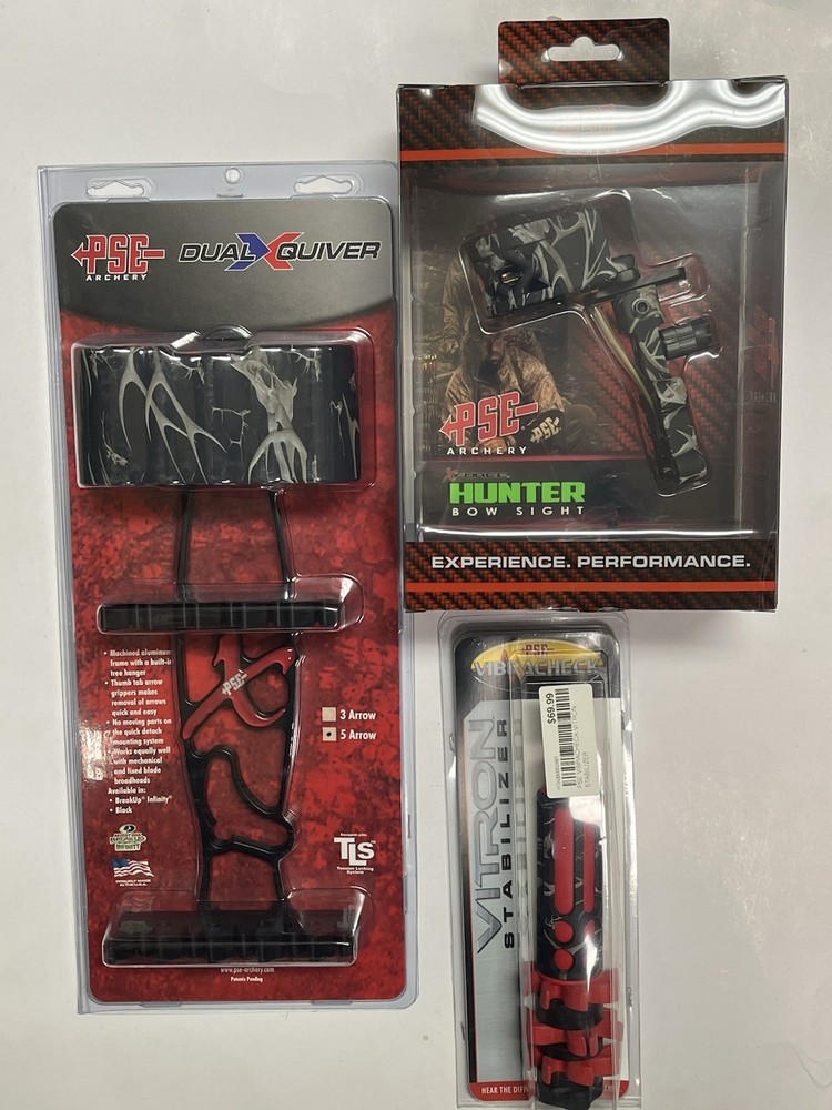 NEW PSE Skullworks PACKAGE (Includes 5 Pin Hunter Sight, Quiver, and Stabilizer)
