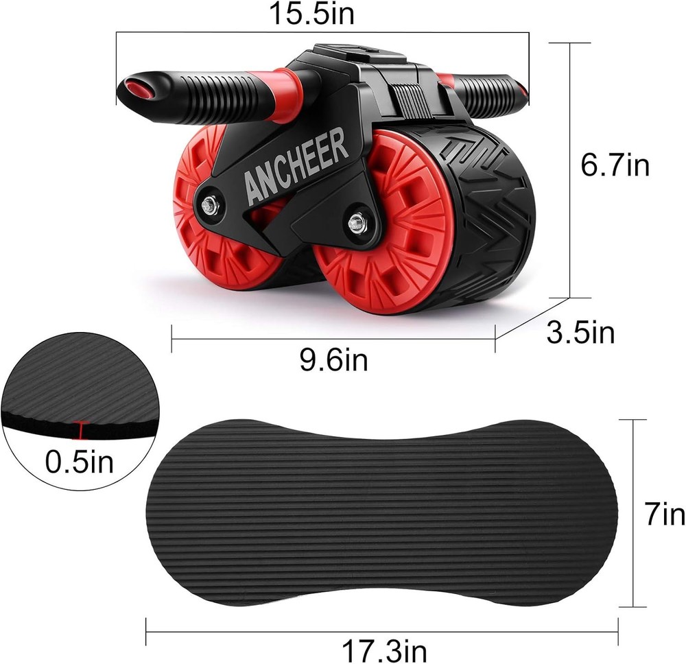 ANCHEER Portable Ab Roller with Knee Pad and LED Display