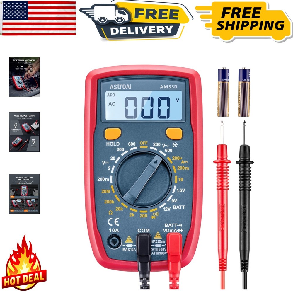 High-Accuracy Digital Multimeter with Backlit Display & Double Fuse Protection