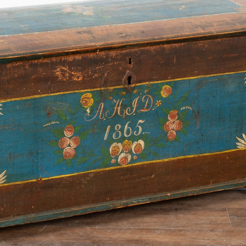 Original Hand Painted Swedish Dome Top Trunk dated 1865
