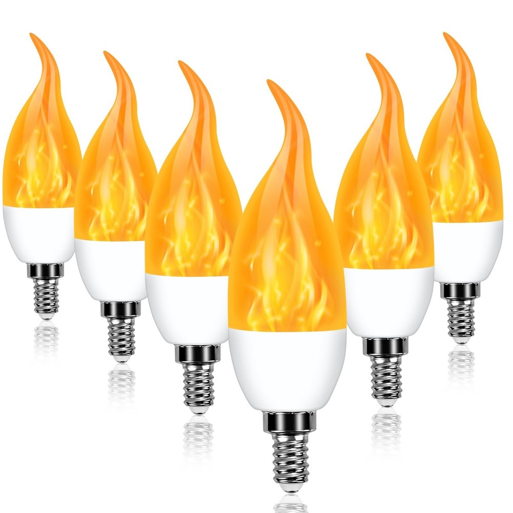 E12 LED Flickering Candelabra Flame Effect Light Bulbs - Upgrade Flicker