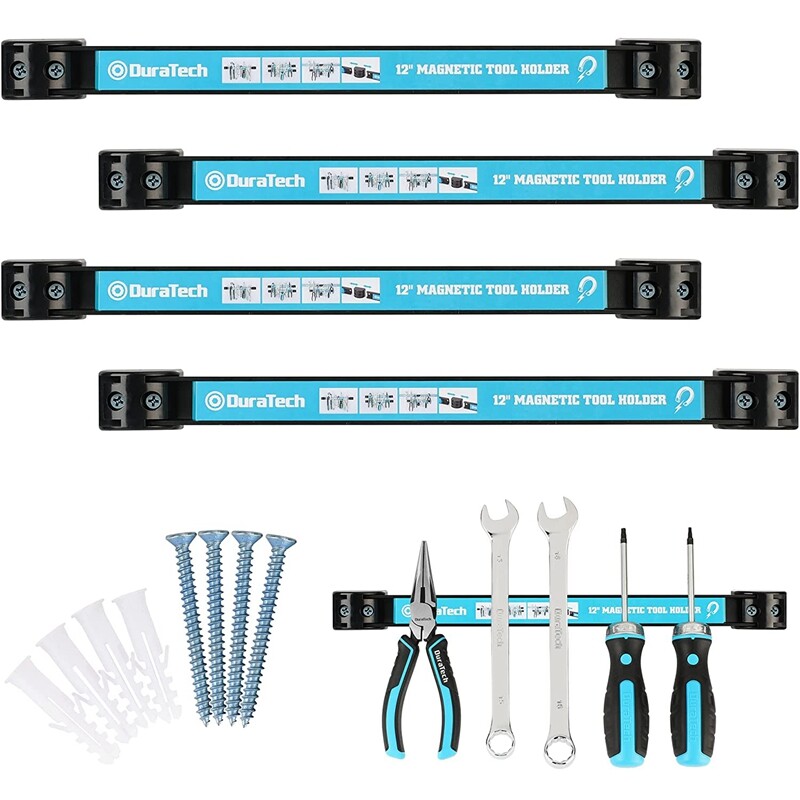 DURATECH 4Pack 12" Heavy Duty Magnetic Tool Holder Strip Magnetic Tool Bar Strip