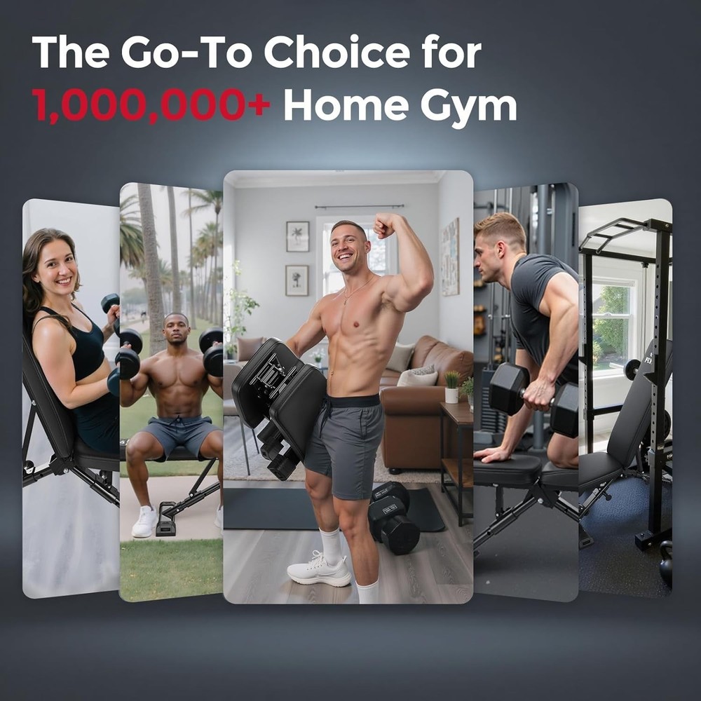 Space-Saving 800LBS Weight Bench with Extended Backrest for Ultimate Training