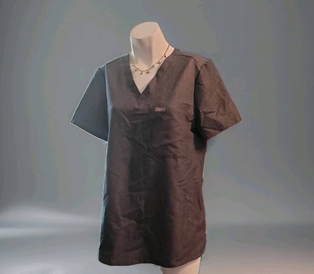FIGS Woman's Sz Small Technical Graphite Gray One Pocket Scrub Top