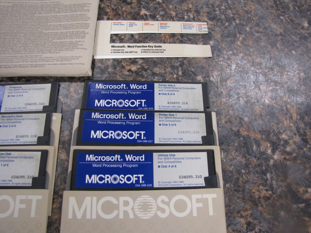 Genuine Vintage Microsoft Word Processing Program for IBM 5.25" disks Set
