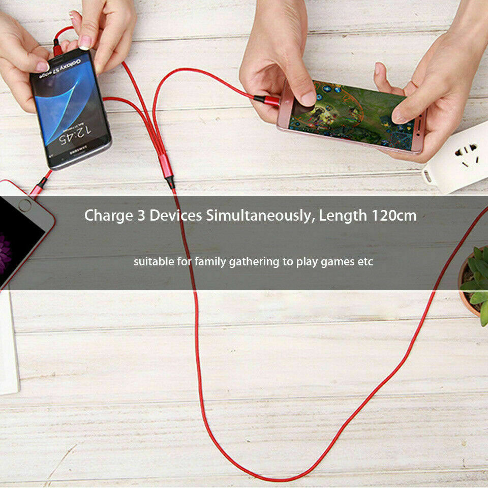 3 in 1 Fast USB Charging Cable Universal Multi Function Cell Phone Charger Cord