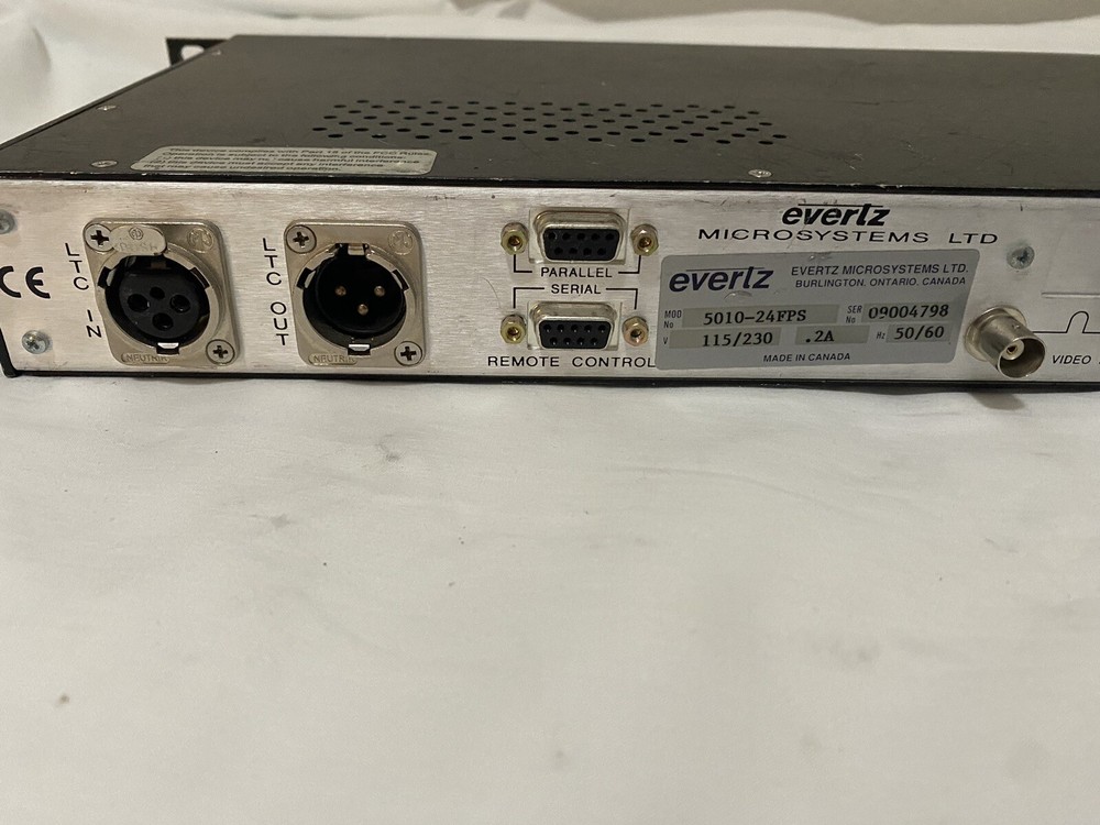 Evertz 5010-24Fps Time Code Master Generator/Reader Console