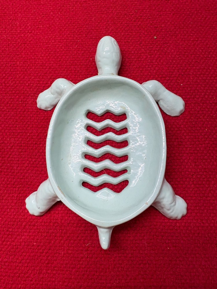 Turtle Cast Iron Soap DIsh painted pale green