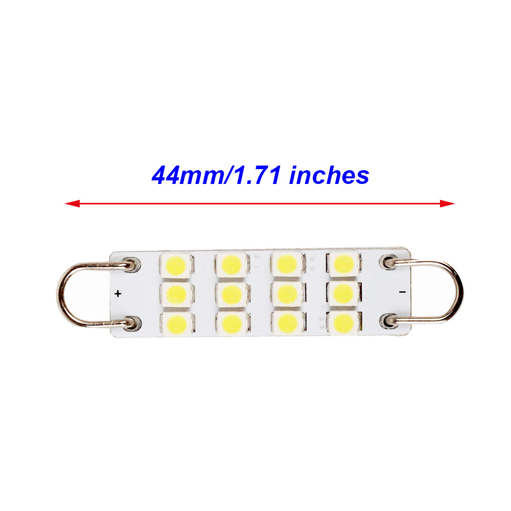 2 x White 44mm Rigid Loop 561 562 LED Interior Map Dome Door Trunk Light Bulbs