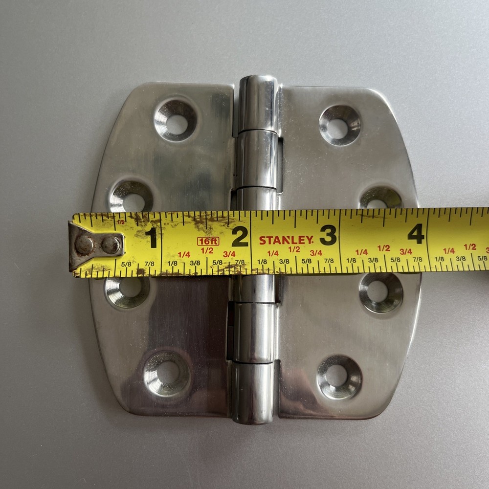 316 SS Cast Rounded Edge Crescent Butt Hinge 4” Highly Polished