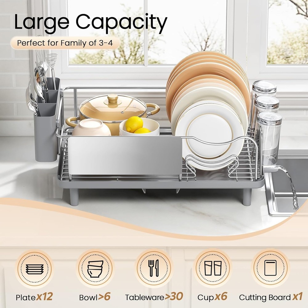 Dish Drying Rack Large Capacity Stainless Steel Dish Rack Kitchen Counter