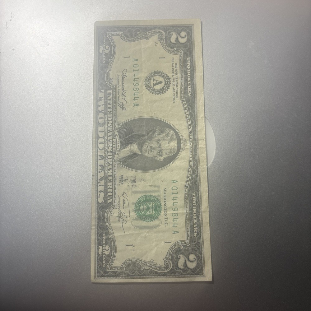 Miscut Misaligned Error 1976 $2 Two Dollar Bill
