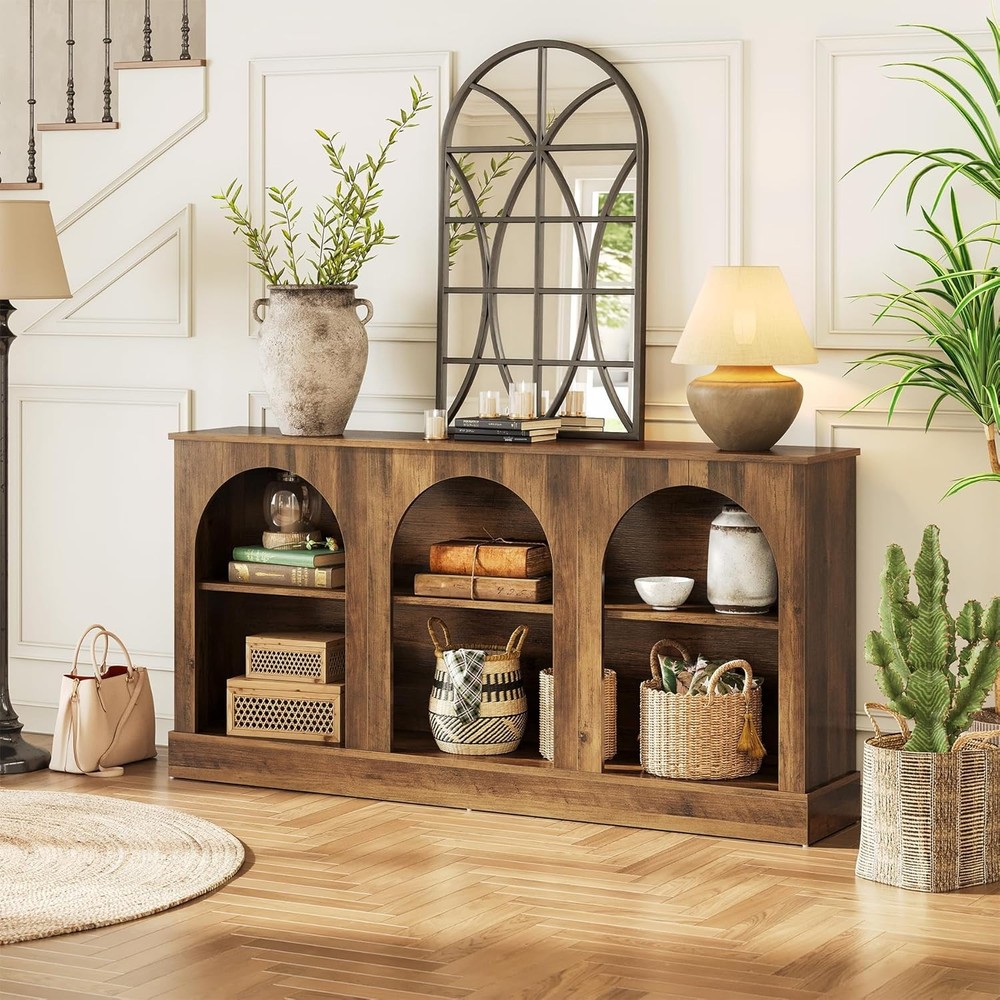 63" Modern Console Sofa Table W/ 3-Tier Storage Wooden Rectangular Foyer Table