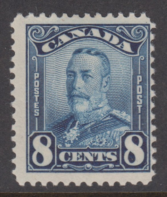 Canada MINT OG Scott #154  8 cent blue  "KGV Scroll"  F