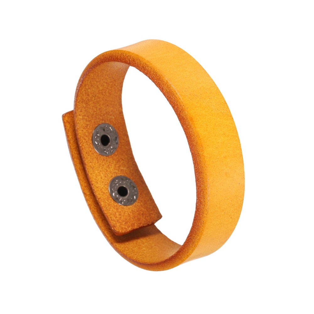 Plain Buckle Snap Leather Bracelets Leather Snap Bracelets, Dark Yellow