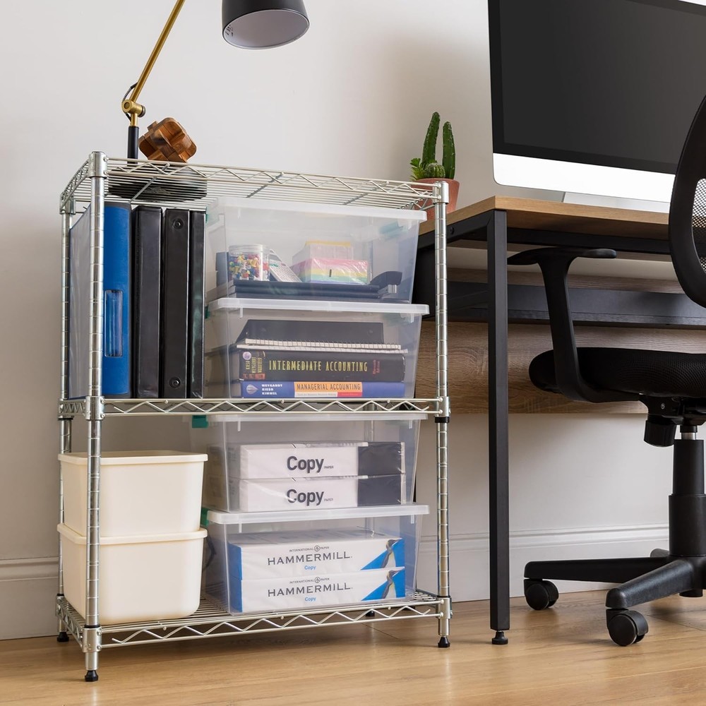 12-Quart Plastic Storage Container Set with Lids (4-Piece Set), Stackable