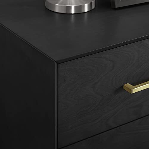 DECORO METRO TWO DRAWER NIGHTSTAND BED SIDE TABLE, BLACK - - Scratch & Dent