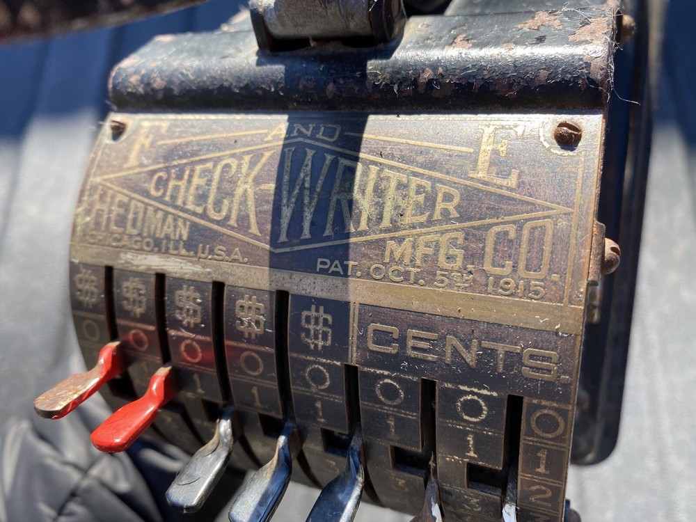 Vintage Check Writer by HEDMAN MFG CO