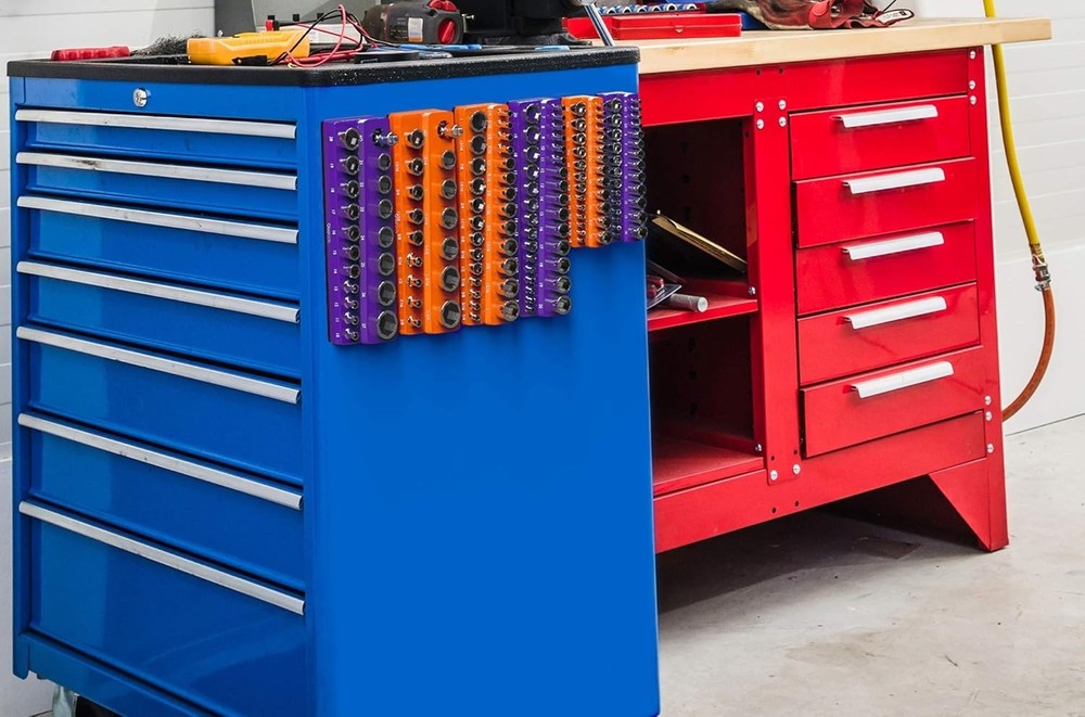 Orange Magnetic Socket Organizer - Professional Tray