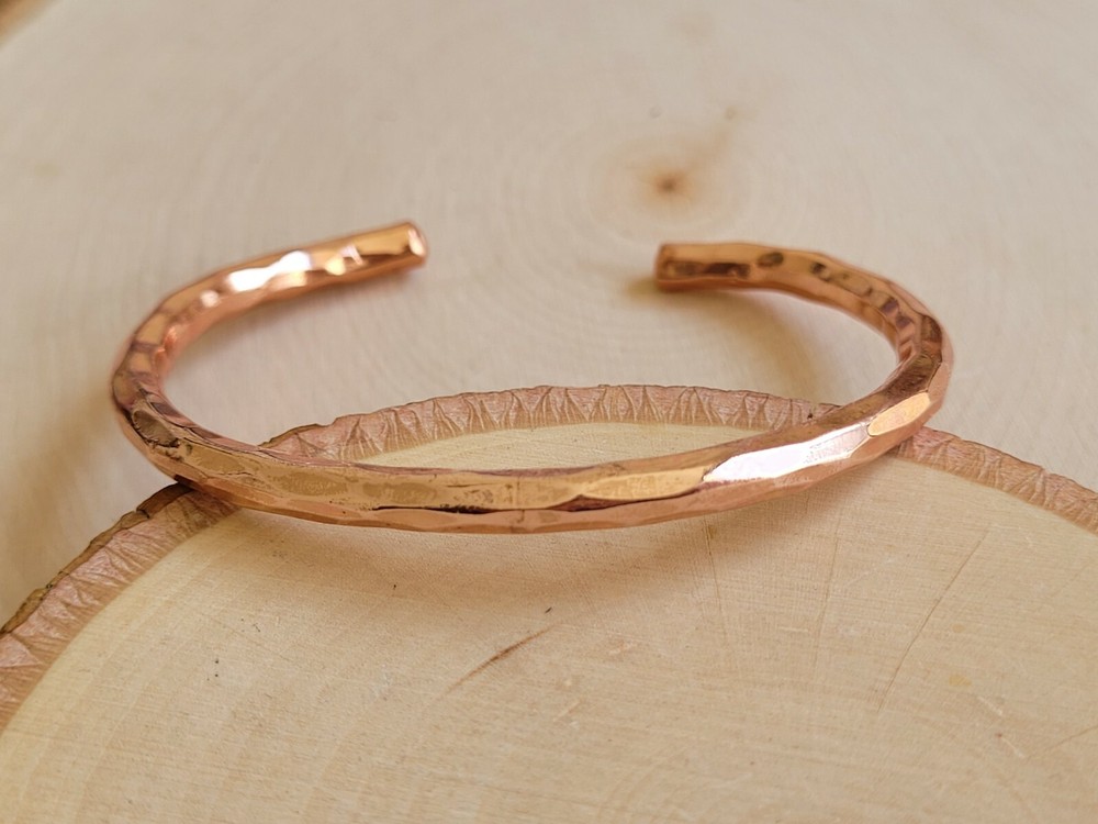 Hammered Solid Pure Copper Cuff - Copper Arthritis Therapy Adjustable Bracelet