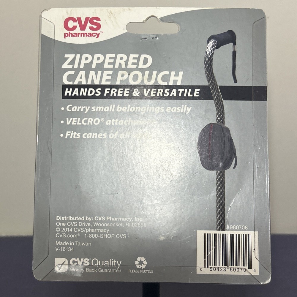 CVS Cane Holder with Strap and Zippered Handsfree Pouch NEW